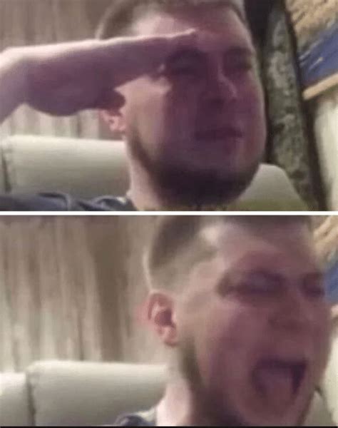 salute meme|guy saluting and crying meme.